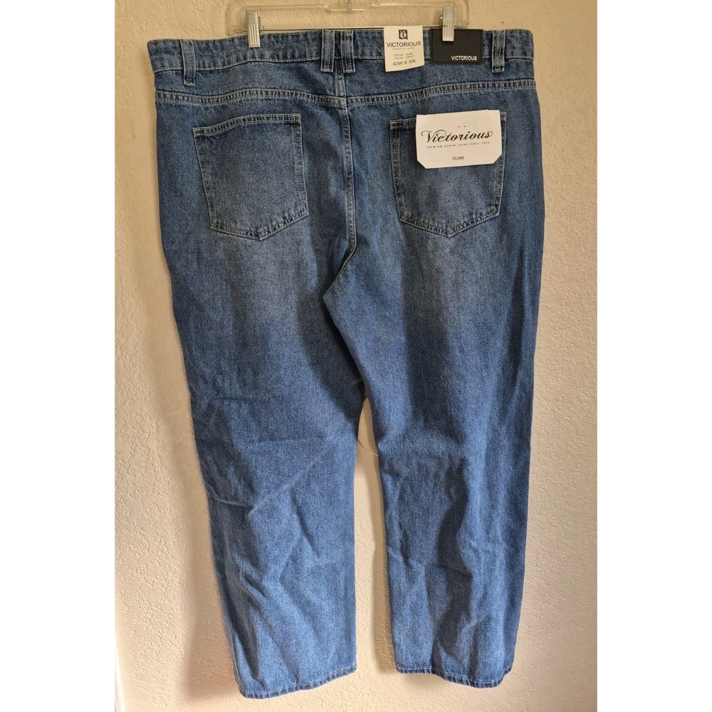 NWT Victorious Baggy Fit Wide Leg Denim Jeans Men's Size 42x30 DL999 Medium Wash